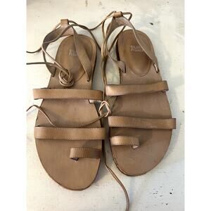 Eileen Fisher Gladiator Wales Lace UP Ankle Tie Toe Ring Sandals Size 9.5